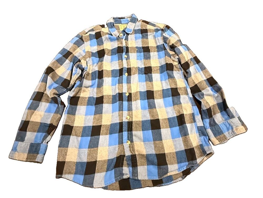 RedHead Men’s Large Flannel Shirt Blue Black Plaid Long Sleeve Button Up L